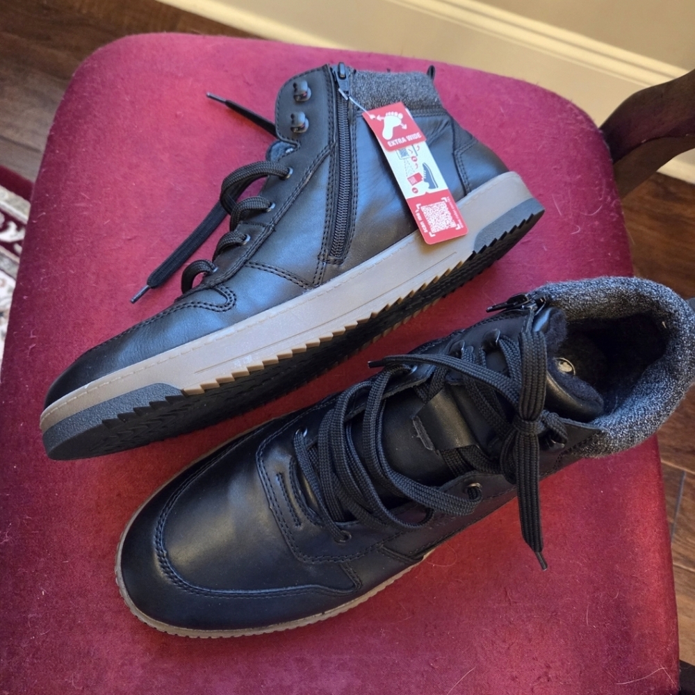 Black Leather High-Top Men's Shoes Size 47